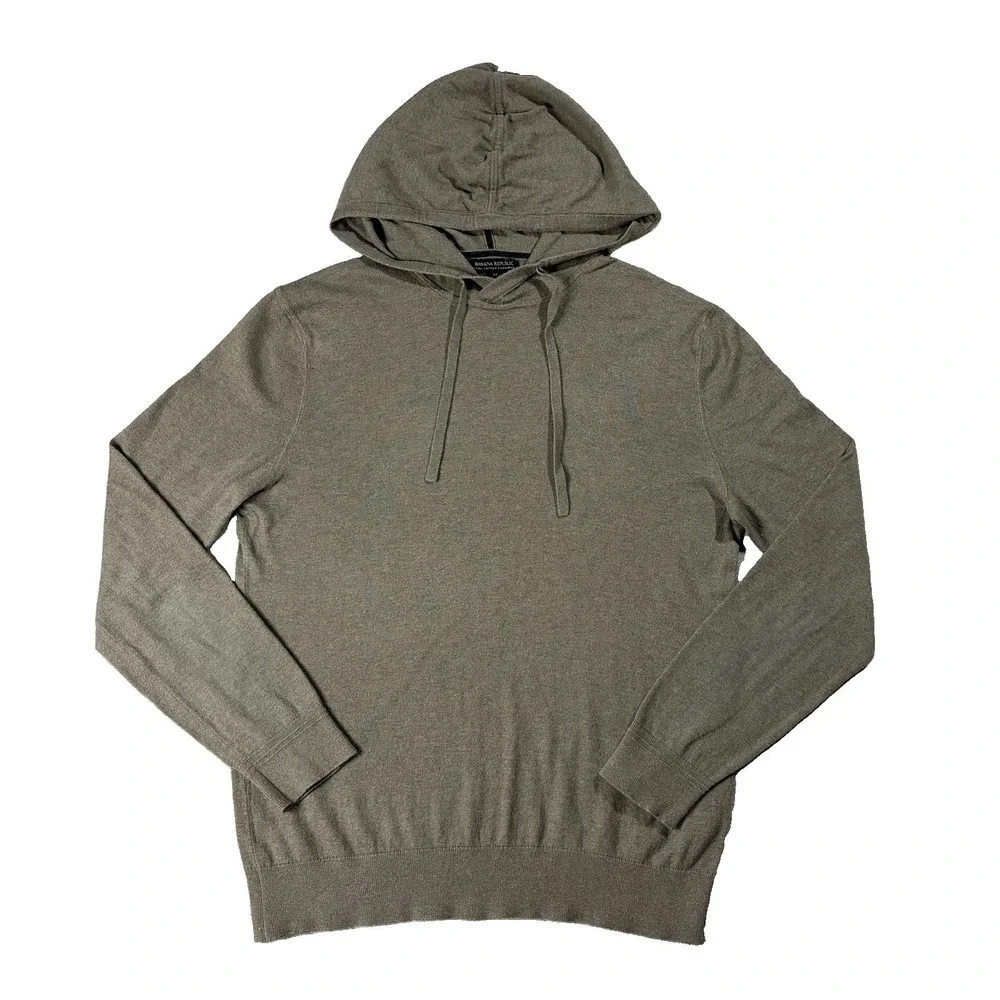 Banana Republic Cotton Cashmere Lightweight Hoodie Sweater Brown Men M Heritage
